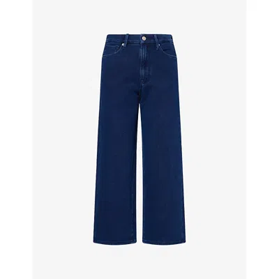 Good American Womens Indigo377 Jeanius Crop-palazzo-leg Cotton-jersey Trousers In Blue