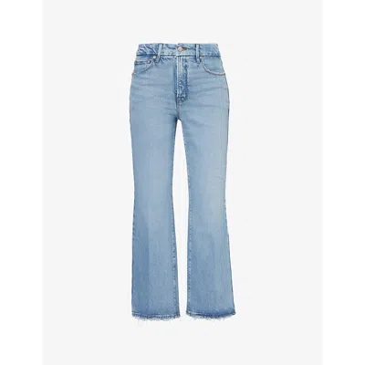 Good American Womens Indigo510 Ga Good Legs Crop Mini Boot-leg Mid-rise Stretch-denim Jeans