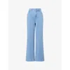 Good American Womens Indigo586 Jeanius Good Ease High-rise Flared-leg Denim Jogging Bottoms