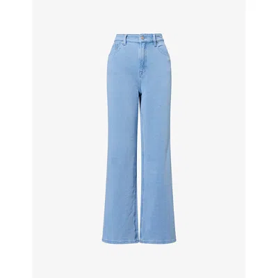 Good American Womens Indigo586 Jeanius Good Ease High-rise Flared-leg Denim Jogging Bottoms