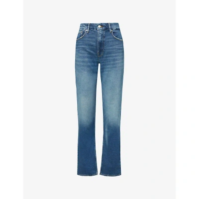 Good American Womens Indigo605 Good Icon Straight-leg High-rise Stretch-denim Blend Jeans