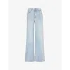 Good American Womens Good Skate Five-pockets Wide-leg High-rise Stretch-denim Blend Jeans Indigo634 In Indigo634