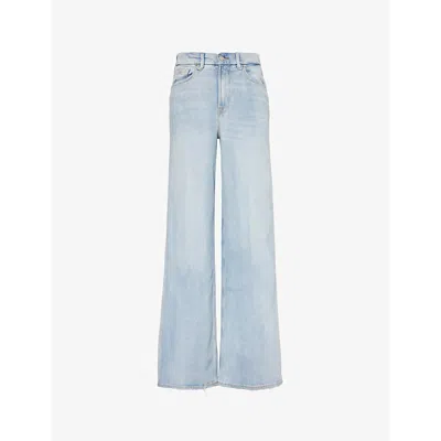Good American Womens Good Skate Five-pockets Wide-leg High-rise Stretch-denim Blend Jeans Indigo634