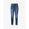 Good American Good Legs Chewed Hem Ankle Straight Leg Jeans In Indigo765