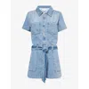 Good American Womens Indigo786 Fit For Success Belted Denim-blend Jumpsuit Xs In Blue