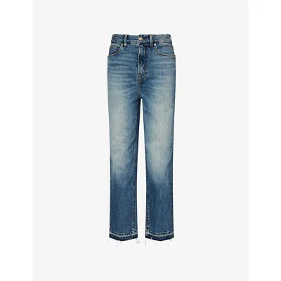 Good American Womens Good Boy Straight-leg Cropped Denim Jeans Indigo867