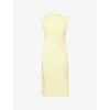 Good American Womens Lemon003 Mock-neck Ruched Stretch-jersey Mini Dress In Yellow