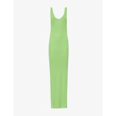 Good American Womens Lime005 Scoop-neck Sleeveless Fine-knit Maxi Dress