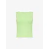 GOOD AMERICAN WOMENS LIME005 SLEEVELESS STRAIGHT-NECKLINE STRETCH-COTTON TOP