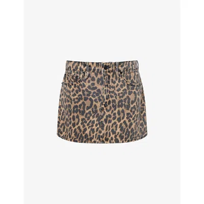 GOOD AMERICAN WOMENS LUCKY LEOPARD001 LEO GOOD 90'S DENIM MINI SKIRT