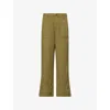 Good American Womens Drawstring Wide-leg Cotton-blend Trousers Martini Olive002