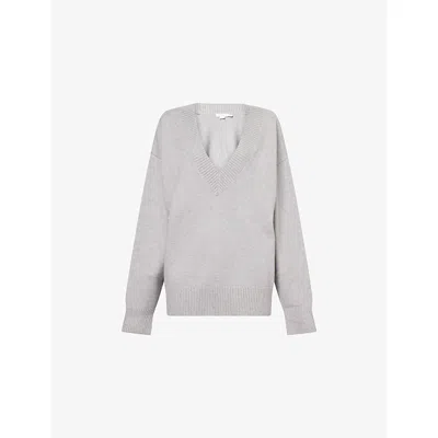 Good American Womens Melange Grey Deep V-neck Knitted Jumper In Gray