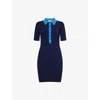 Good American Womens Midnight002 Cable-knit Short-sleeves Knitted Mini Dress Xl In Blue