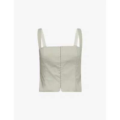 Good American Womens Mosswell Square-neck Linen-blend Corset Top Xs In White