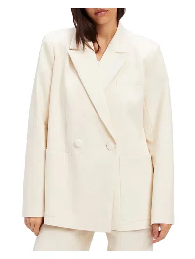 Good American Womens Office Career Double-breasted Blazer In White