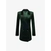 Good American Womens Pine Green003 Exec Velvet Double-breasted Stretch-cotton Blend Mini Dress Xs In Animal Print