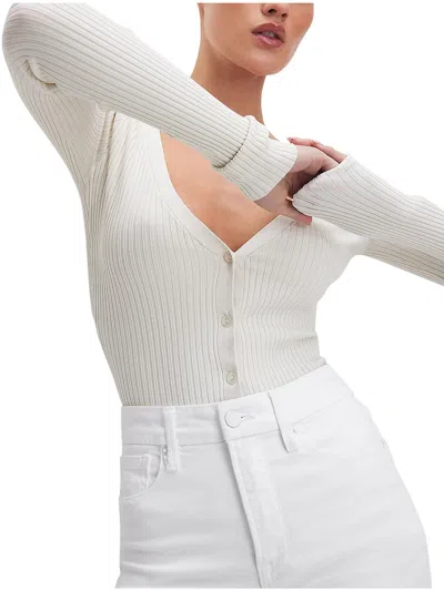 Good American Womens Ribbed Button Up Cardigan Sweater In Multi