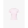 GOOD AMERICAN WOMENS ROSE QUARTZ ROUND-NECK SHORT-SLEEVES STRETCH-COTTON T-SHIRT