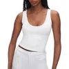 Good American Scuba Scoop Neck Crop Tank In White