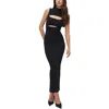 Good American Mock Neck Maxi Dress In Black In Black