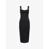 Good American Womens Black001 Scuba Adjustable-straps Stretch-woven Midi Dress