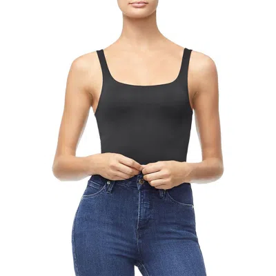 Good American Womens Square Neck Thong Bodysuit In Black