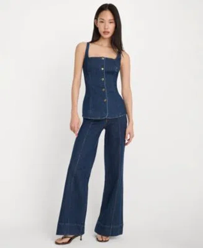 Good American Womens Square Neck Top High Rise Jeans In Blue