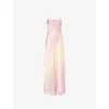 Good American Womens Shoulder-straps Gradient Stretch-woven Maxi Dress Sunset Gradient004 Xl In Sunset Gradient004