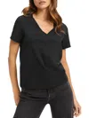 Good American Womens Tee V Neck Pullover Top In Black