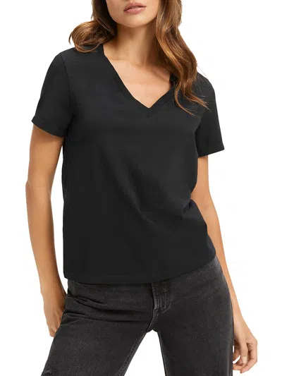 Good American Womens Tee V Neck Pullover Top In Black