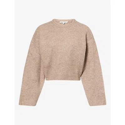 Good American Womens The Chunky Rib Knitted Jumper Dusk In Brown