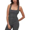 Good American Black  Embellished Square Neck Thong Bodysuit In Black