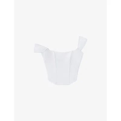 GOOD AMERICAN WOMENS WHITE001 GOOD AMERICAN X DOLLY'S JOLEANS BY DOLLY PARTON OFF-THE-SHOULDER SUPER-STRETCH CORSE