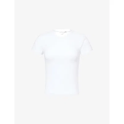 Good American Womens White001 The Rib Baby Cropped Stretch-modal Jersey T-shirt