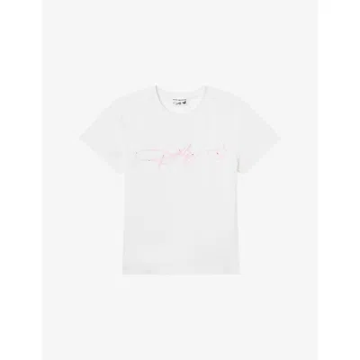 Good American Womens White/dolly Pink  X Dolly's Joleans By Dolly Parton Signature Baby Super Stretch