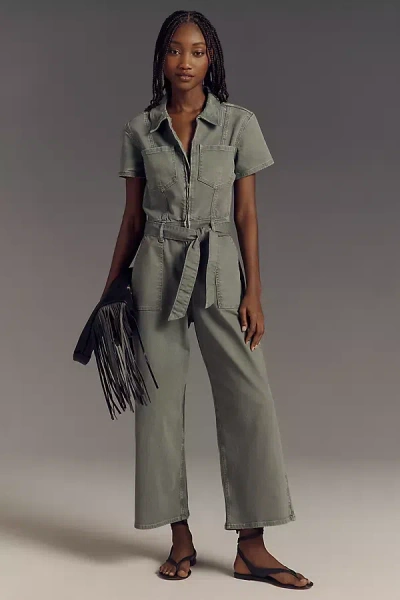 Good American X Anthropologie Fit For Success Utility Cropped Jumpsuit In Green