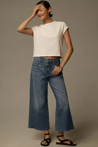 Good American X Anthropologie Good Ease High-rise Crop Wide-leg Jeans In Blue
