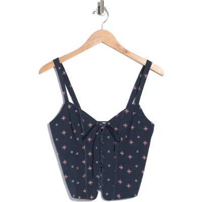 Good American X Dolly Parton Lace-up Poplin Tank In New Navy Bandana Print
