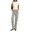 Good American Good Icon High Rise Straight Jeans In Cloud White Zebra In Animal Print