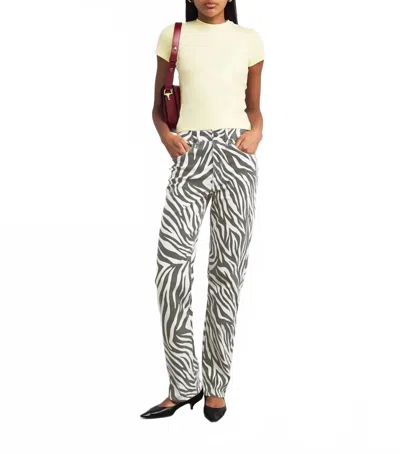 GOOD AMERICAN ZEBRA GOOD ICON STRAIGHT LEG JEANS IN WHITE