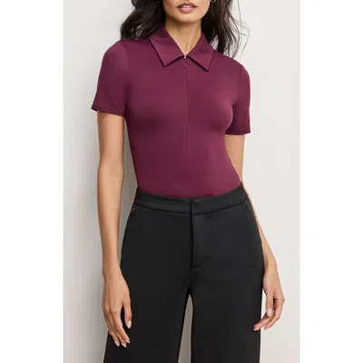 Good American Zip-up Scuba Bodysuit In Burgundy