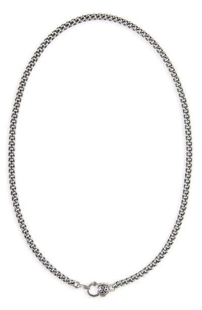 Good Art Hlywd Sapphire Rosette Aa Curb Chain Necklace In Sterling Sliver