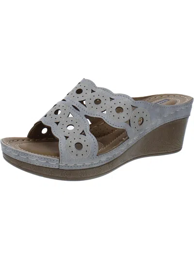 Good Choice April Womens Footbed Comfort Wedge Sandals In Gray