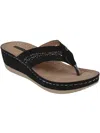 Good Choice Bari Womens Faux Suede Round Toe Wedge Sandals In Black