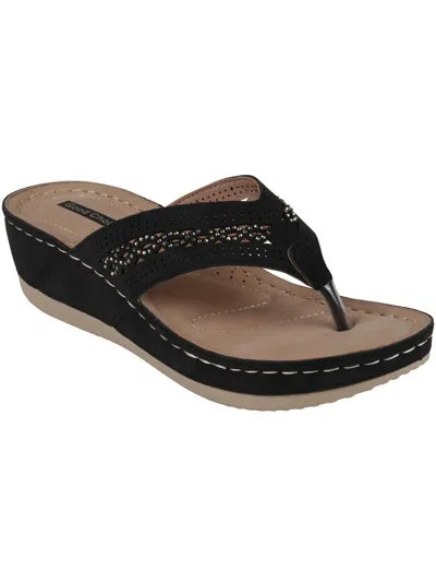 Good Choice Bari Womens Faux Suede Round Toe Wedge Sandals In Black