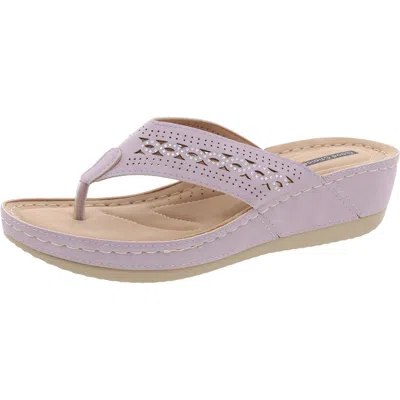 Good Choice Bari Womens Faux Suede Round Toe Wedge Sandals In Blue