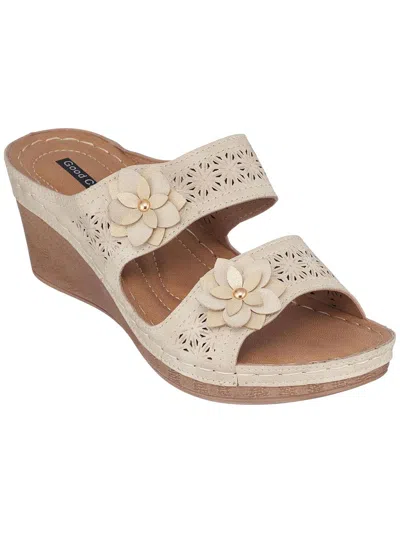 Good Choice Cie Womens Open Toe Slip On Wedge Sandals In Beige