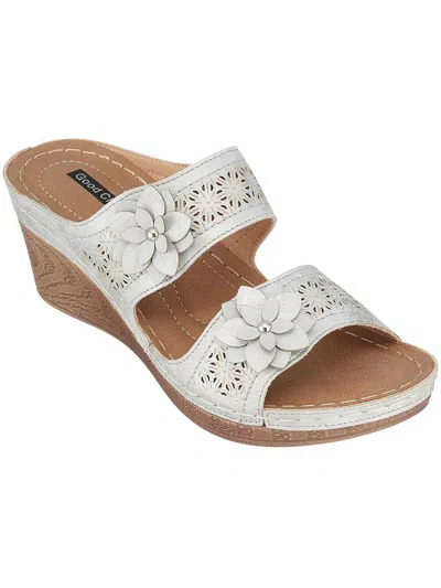 Good Choice Cie Womens Open Toe Slip On Wedge Sandals In Silver