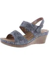 GOOD CHOICE CYNTHIA WOMENS FAUX LEATHER CUSHIONED FOOTBED WEDGE SANDALS