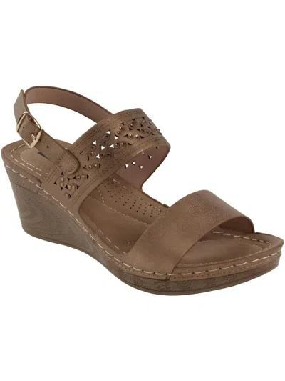 Good Choice Foley Womens Faux Suede Wedge Sandals In Gold